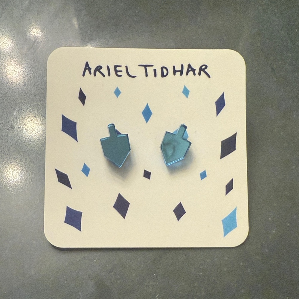 Blue Dreidel Earrings